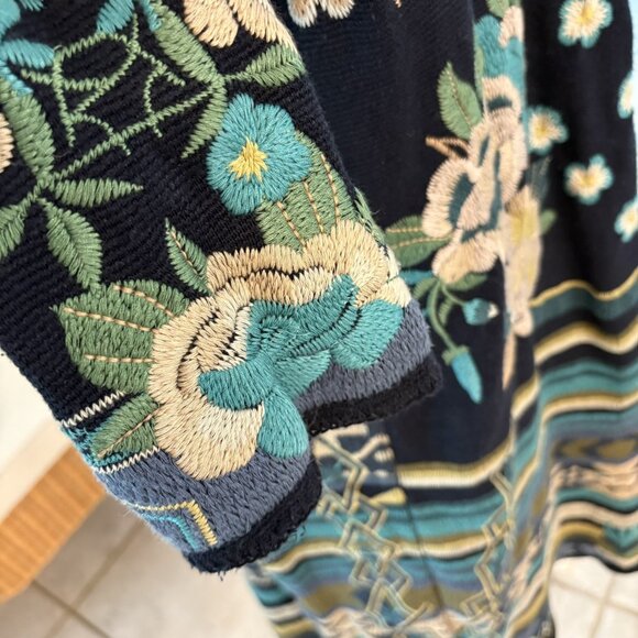 Biya Johnny Was Nimue Embroidered Hooded Boho Duster Cardigan Coat Jacket Size S - Picture 8 of 14